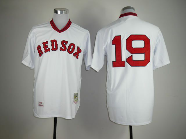 Men Boston Red Sox #19 Bradley jr White Throwback MLB Jerseys->boston red sox->MLB Jersey